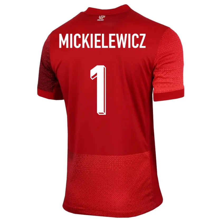 Danxen Dame Polen Aleksander Mickielewicz #1 Rød Bortetrøye Drakt Trøye 24-26 Skjorter T-Skjorte