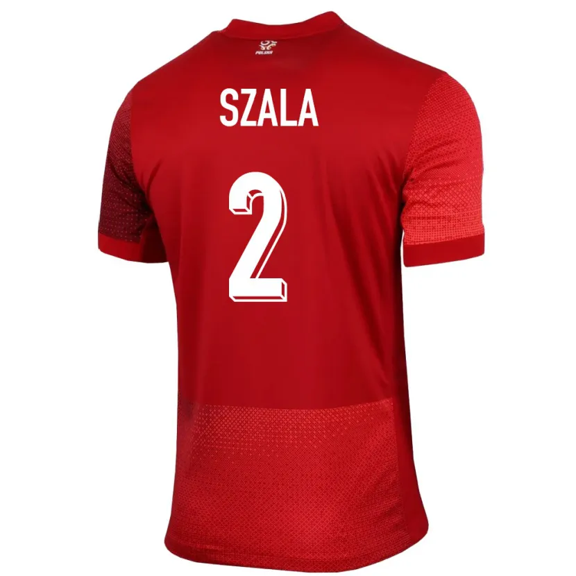 Danxen Dame Polen Dominik Szala #2 Rød Bortetrøye Drakt Trøye 24-26 Skjorter T-Skjorte