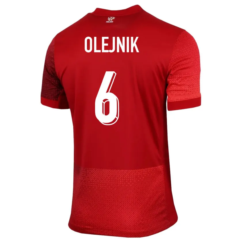 Danxen Dame Polen Patryk Olejnik #6 Rød Bortetrøye Drakt Trøye 24-26 Skjorter T-Skjorte