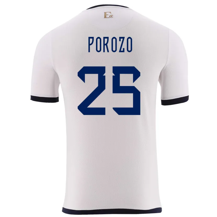 Danxen Dame Ecuador Jackson Porozo #25 Hvit Bortetrøye Drakt Trøye 24-26 Skjorter T-Skjorte