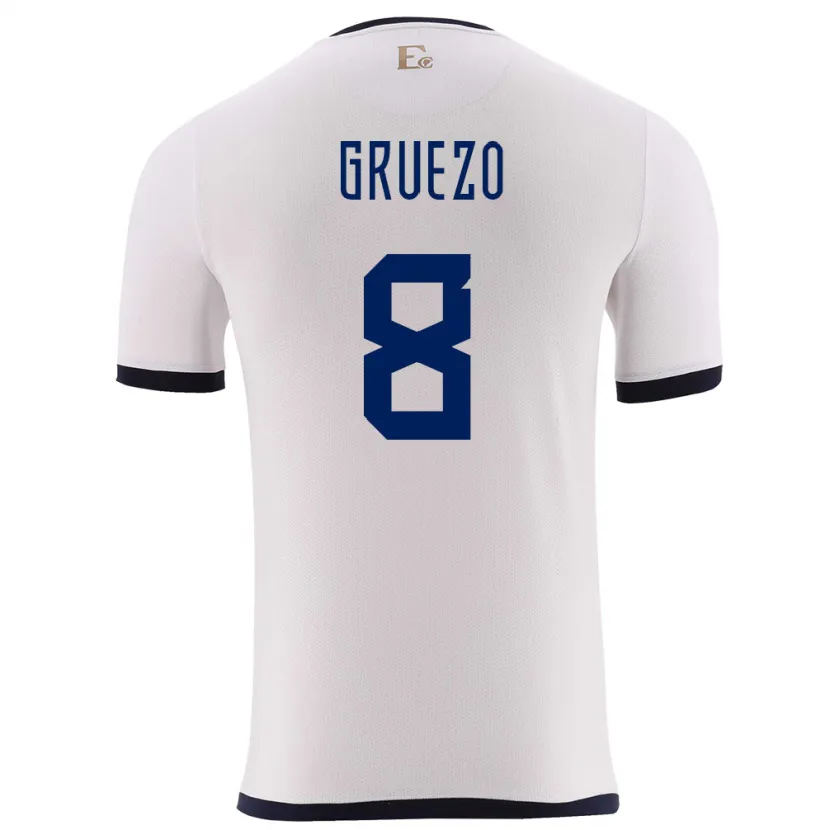 Danxen Dame Ecuador Carlos Gruezo #8 Hvit Bortetrøye Drakt Trøye 24-26 Skjorter T-Skjorte