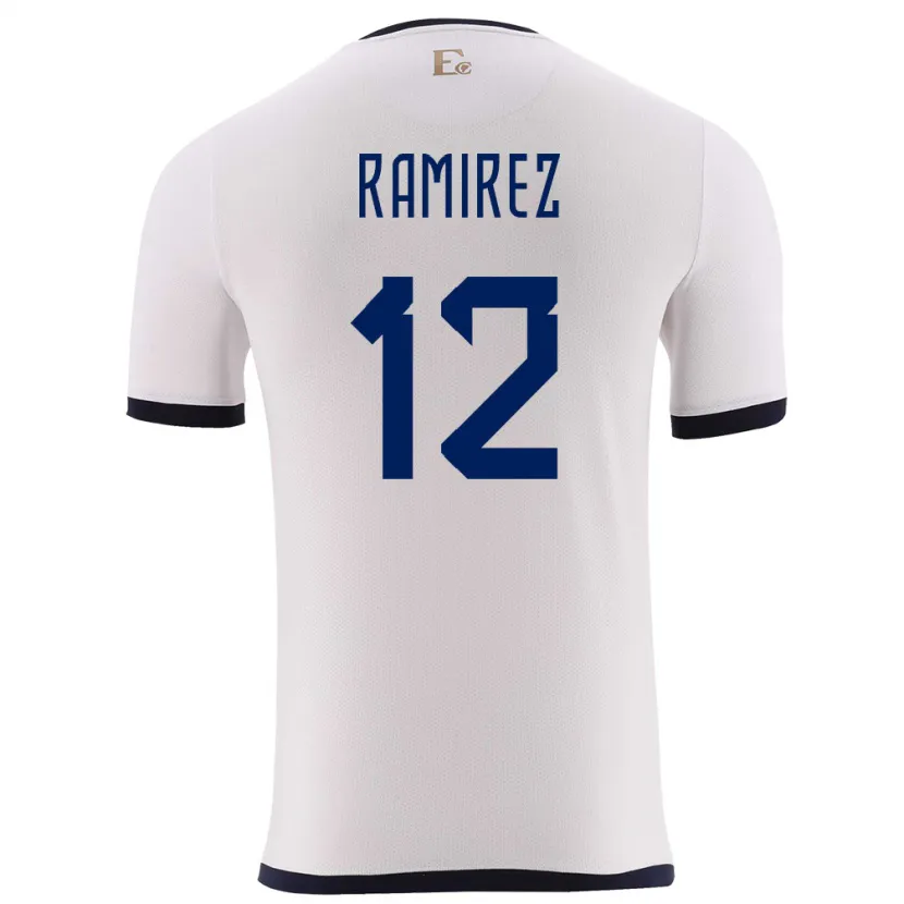 Danxen Dame Ecuador Moises Ramirez #12 Hvit Bortetrøye Drakt Trøye 24-26 Skjorter T-Skjorte