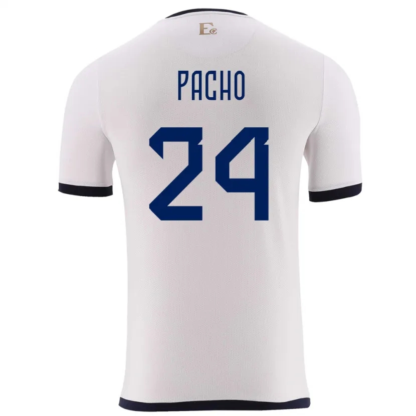 Danxen Dame Ecuador William Pacho #24 Hvit Bortetrøye Drakt Trøye 24-26 Skjorter T-Skjorte
