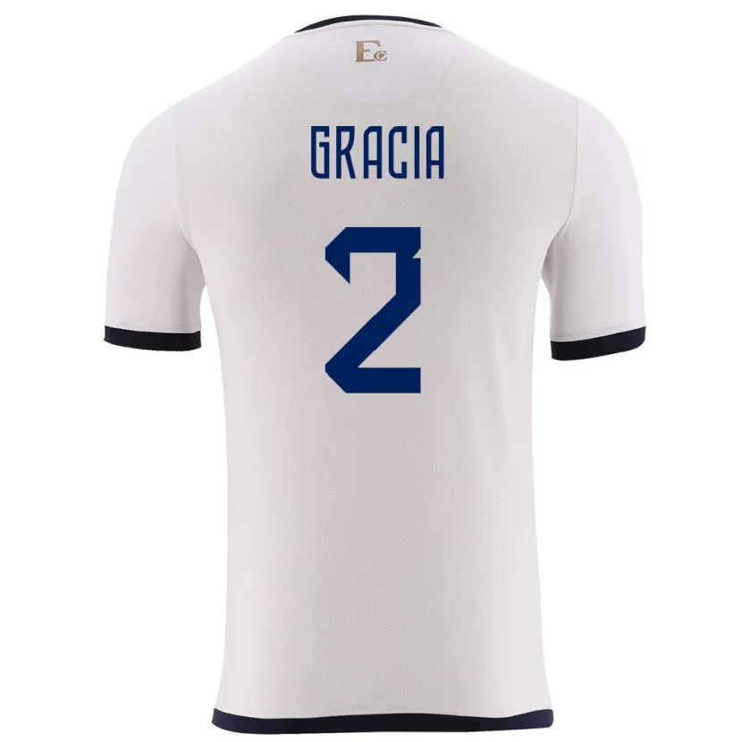 Danxen Dame Ecuador Ericka Gracia #2 Hvit Bortetrøye Drakt Trøye 24-26 Skjorter T-Skjorte