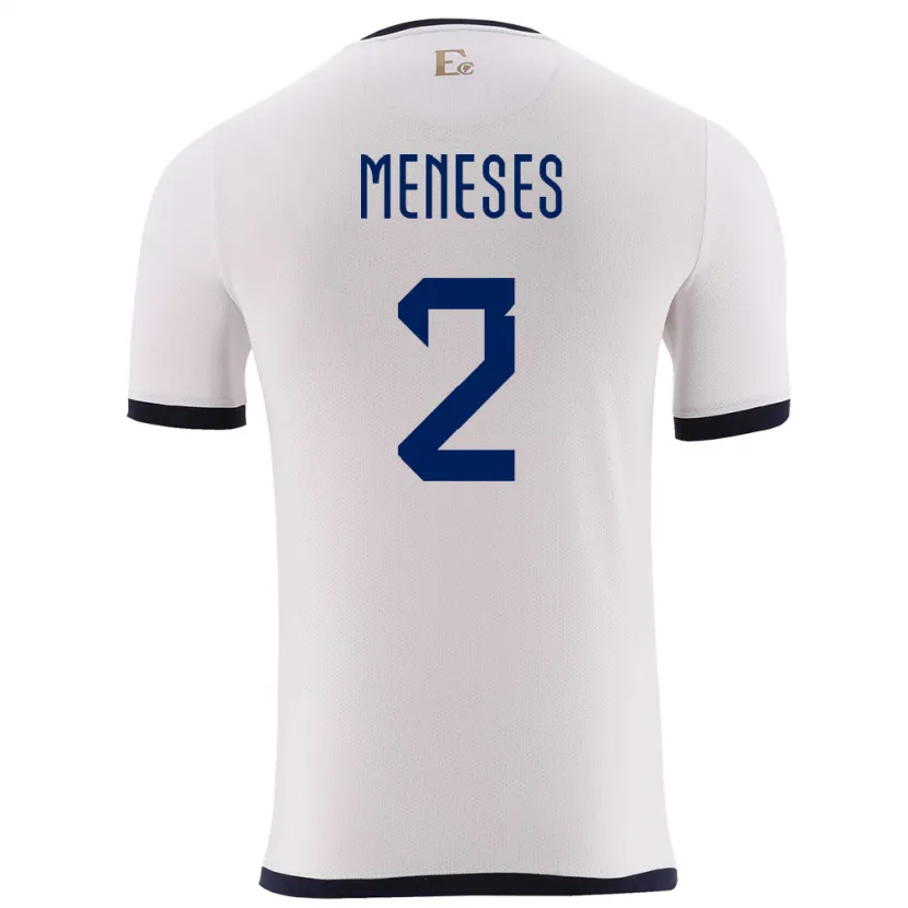 Danxen Dame Ecuador Randy Meneses #2 Hvit Bortetrøye Drakt Trøye 24-26 Skjorter T-Skjorte