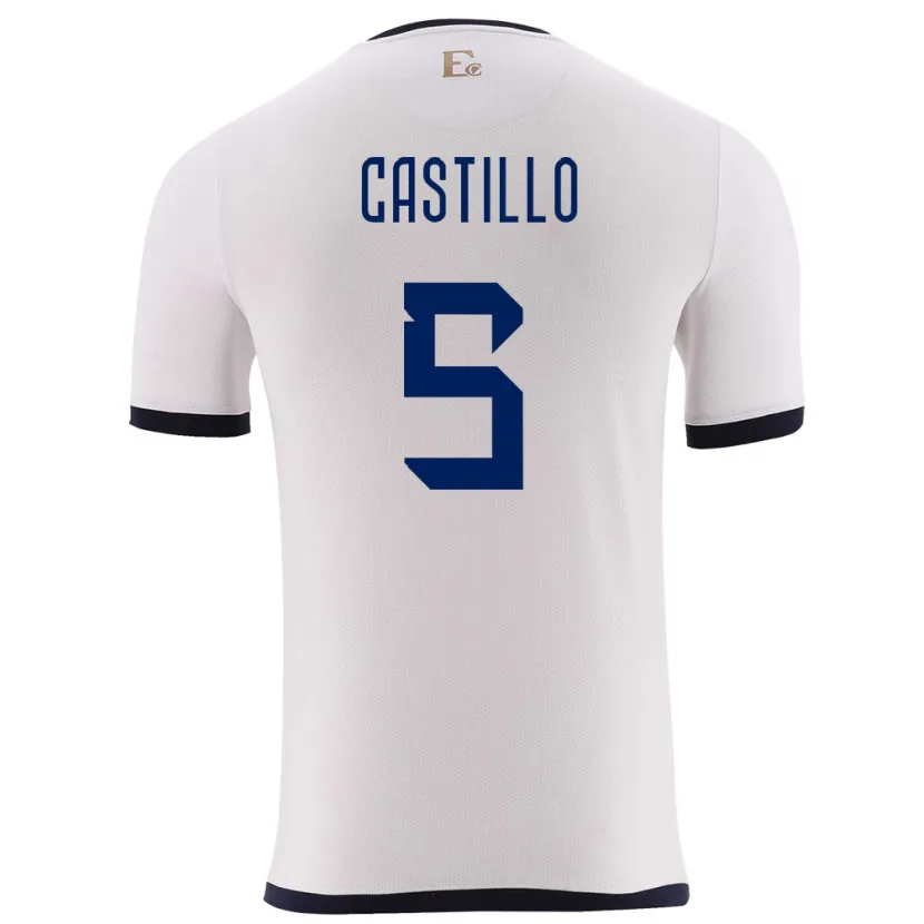 Danxen Dame Ecuador Denil Castillo #5 Hvit Bortetrøye Drakt Trøye 24-26 Skjorter T-Skjorte