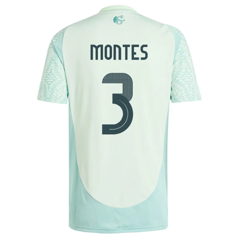 Danxen Dame Mexico Cesar Montes #3 Lin Grønn Bortetrøye Drakt Trøye 24-26 Skjorter T-Skjorte