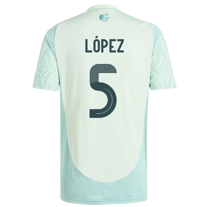 Danxen Dame Mexico Jimena Lopez #5 Lin Grønn Bortetrøye Drakt Trøye 24-26 Skjorter T-Skjorte