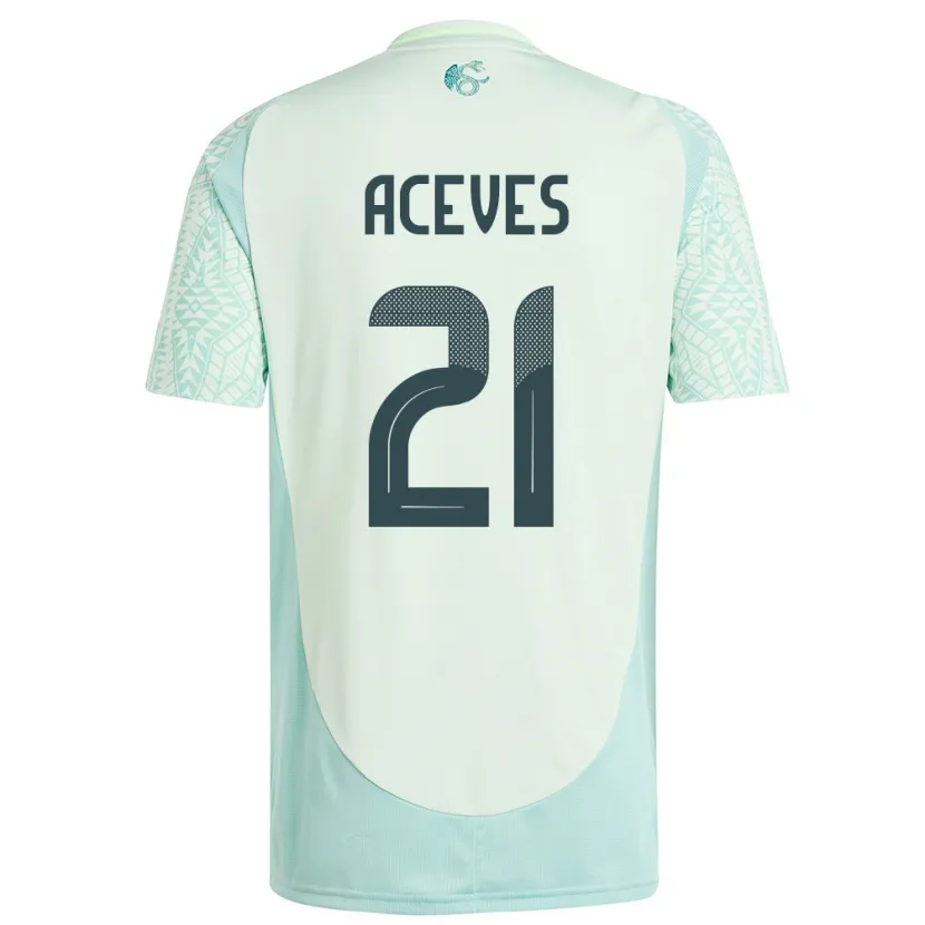 Danxen Dame Mexico Daniel Aceves #21 Lin Grønn Bortetrøye Drakt Trøye 24-26 Skjorter T-Skjorte