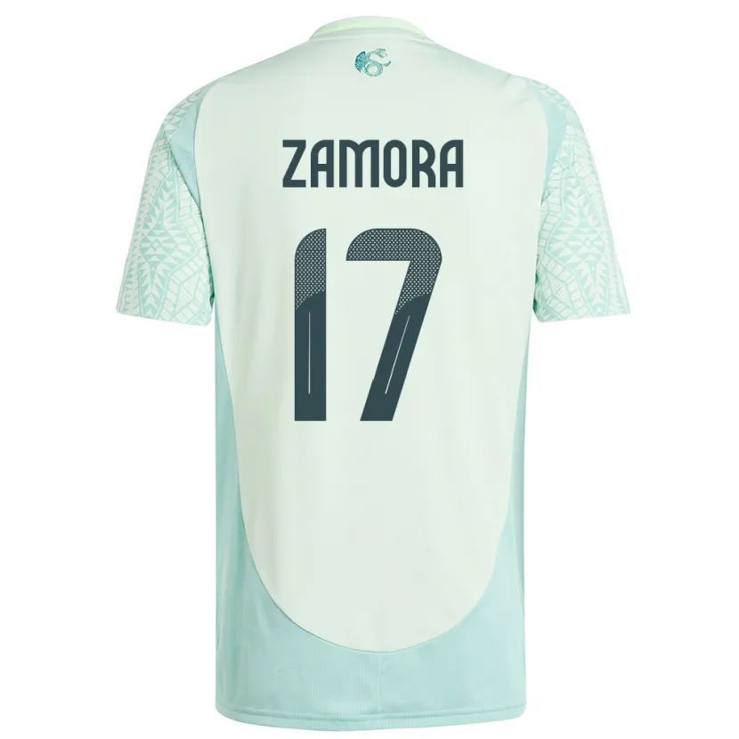 Danxen Dame Mexico Saul Zamora #17 Lin Grønn Bortetrøye Drakt Trøye 24-26 Skjorter T-Skjorte