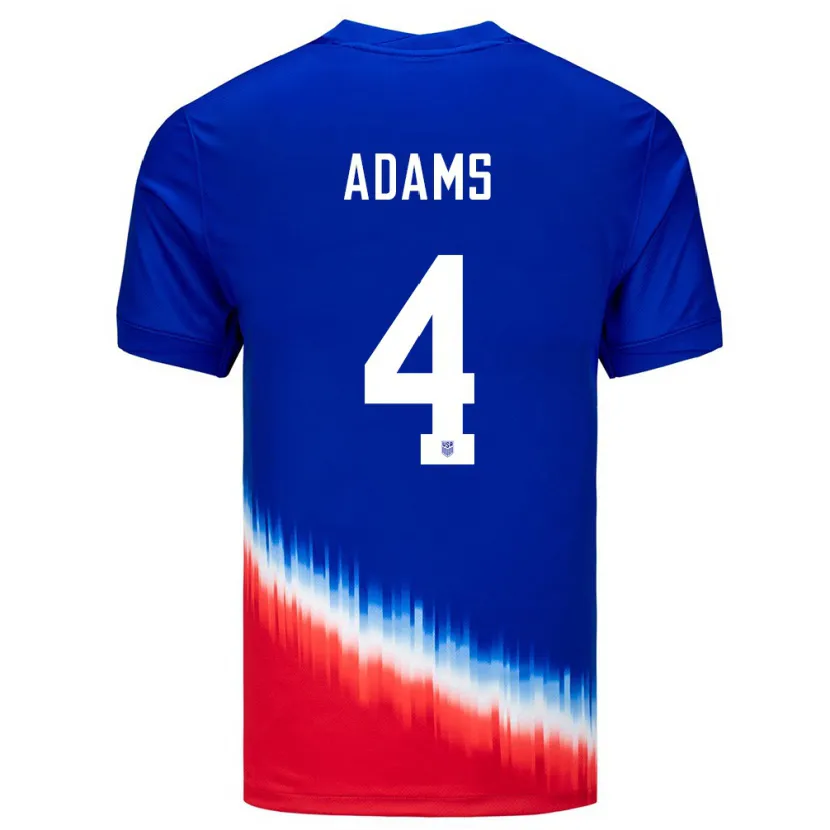 Danxen Dame Usa Tyler Adams #4 Blå Bortetrøye Drakt Trøye 24-26 Skjorter T-Skjorte