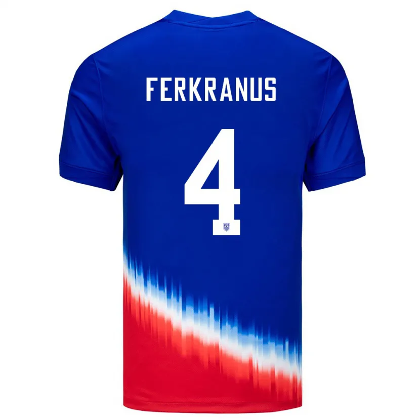 Danxen Dame Usa Marcus Ferkranus #4 Blå Bortetrøye Drakt Trøye 24-26 Skjorter T-Skjorte