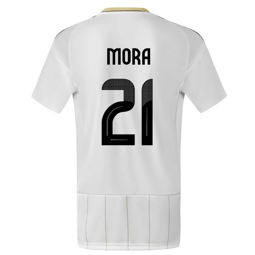 Danxen Dame Costa Rica Carlos Mora #21 Hvit Bortetrøye Drakt Trøye 24-26 Skjorter T-Skjorte