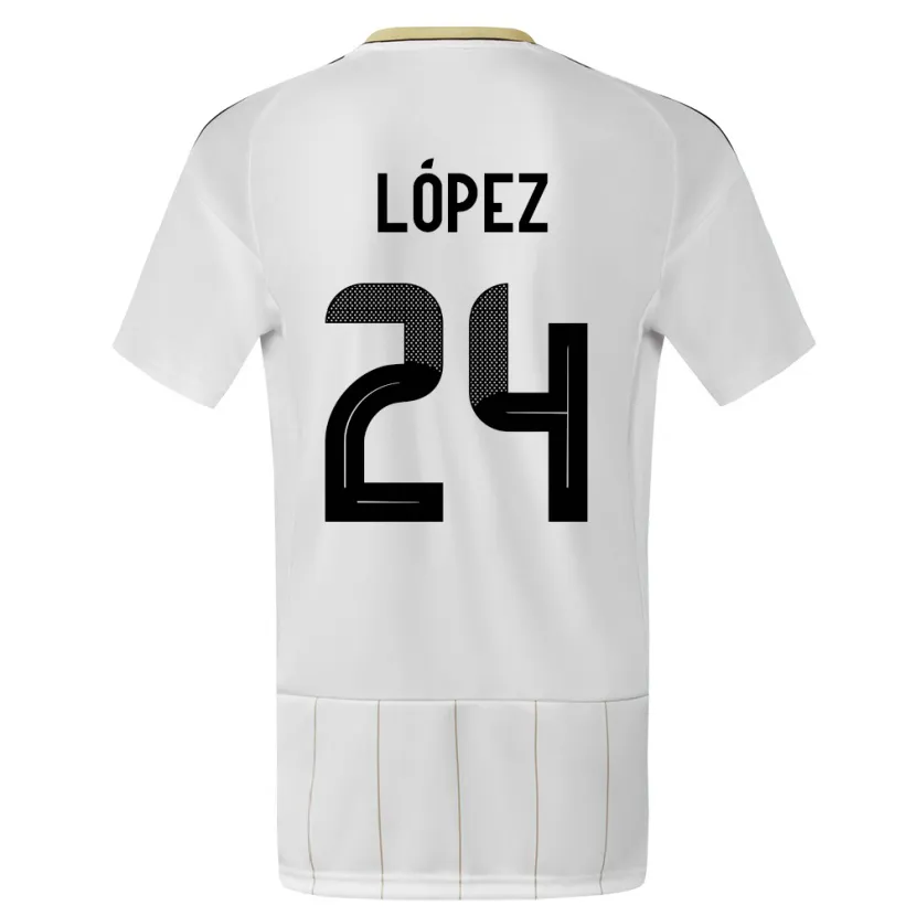 Danxen Dame Costa Rica Douglas Lopez #24 Hvit Bortetrøye Drakt Trøye 24-26 Skjorter T-Skjorte
