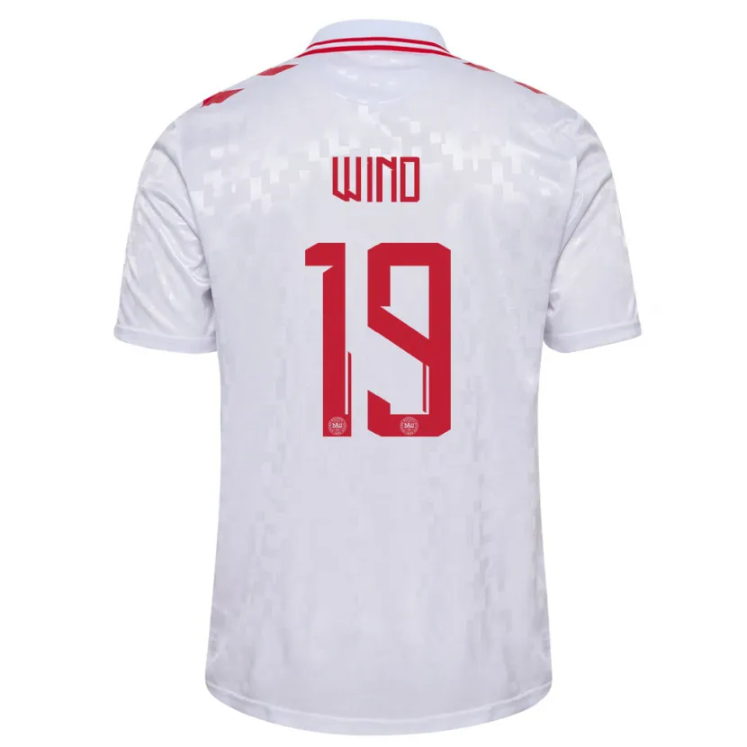Danxen Dame Danmark Jonas Wind #19 Hvit Bortetrøye Drakt Trøye 24-26 Skjorter T-Skjorte