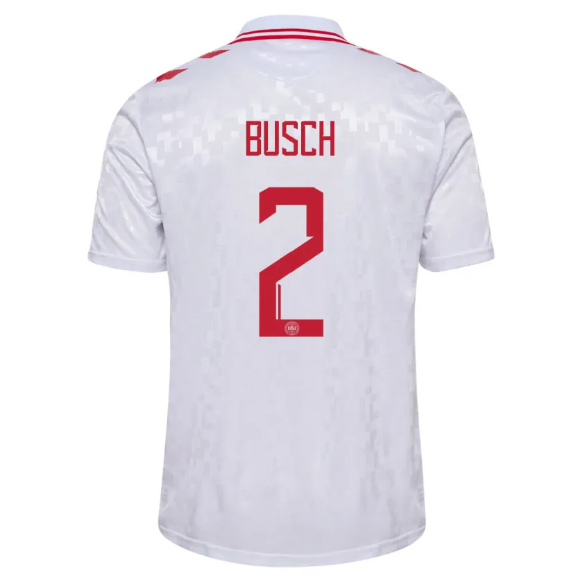 Danxen Dame Danmark Alexander Busch #2 Hvit Bortetrøye Drakt Trøye 24-26 Skjorter T-Skjorte