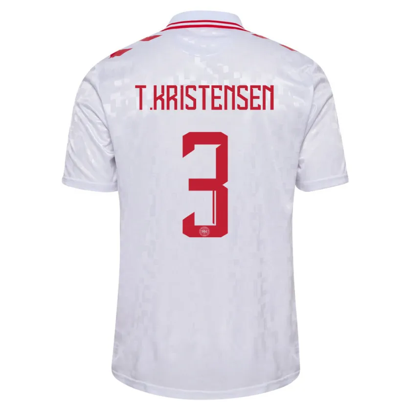 Danxen Dame Danmark Thomas Kristensen #3 Hvit Bortetrøye Drakt Trøye 24-26 Skjorter T-Skjorte