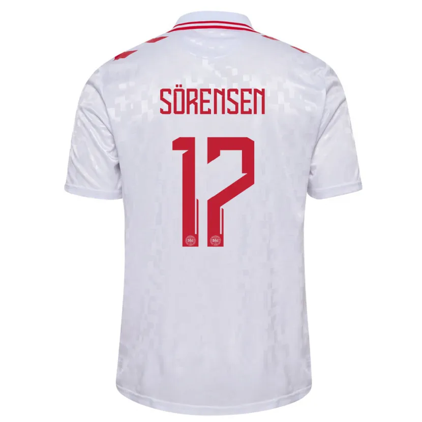 Danxen Dame Danmark Oliver Sörensen #17 Hvit Bortetrøye Drakt Trøye 24-26 Skjorter T-Skjorte