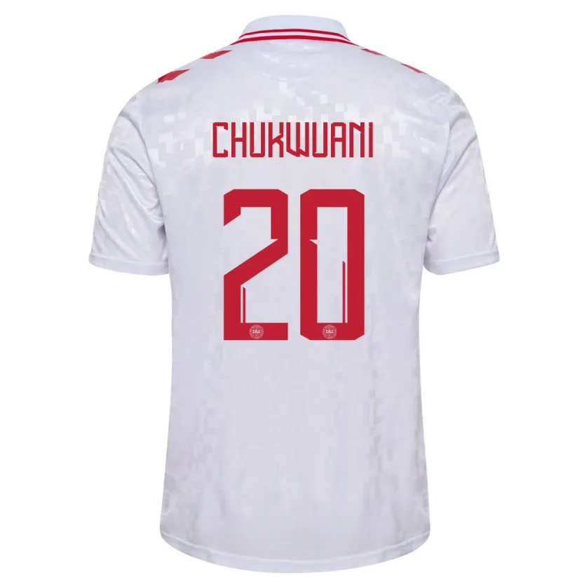 Danxen Dame Danmark Tochi Chukwuani #20 Hvit Bortetrøye Drakt Trøye 24-26 Skjorter T-Skjorte