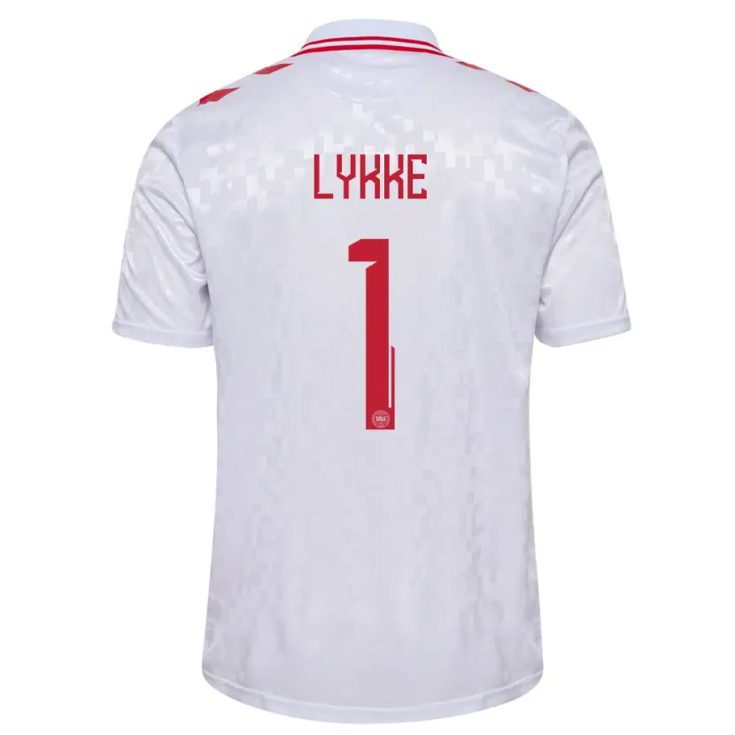Danxen Dame Danmark William Lykke #1 Hvit Bortetrøye Drakt Trøye 24-26 Skjorter T-Skjorte