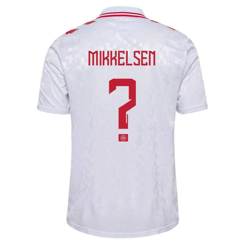 Danxen Dame Danmark Sebastian Mikkelsen #0 Hvit Bortetrøye Drakt Trøye 24-26 Skjorter T-Skjorte
