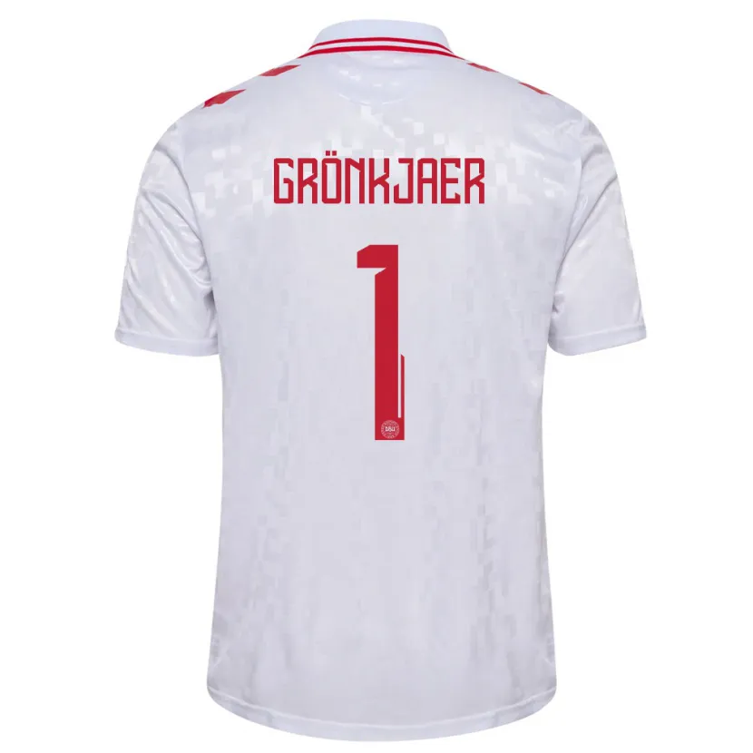 Danxen Dame Danmark Bertil Grönkjaer #1 Hvit Bortetrøye Drakt Trøye 24-26 Skjorter T-Skjorte