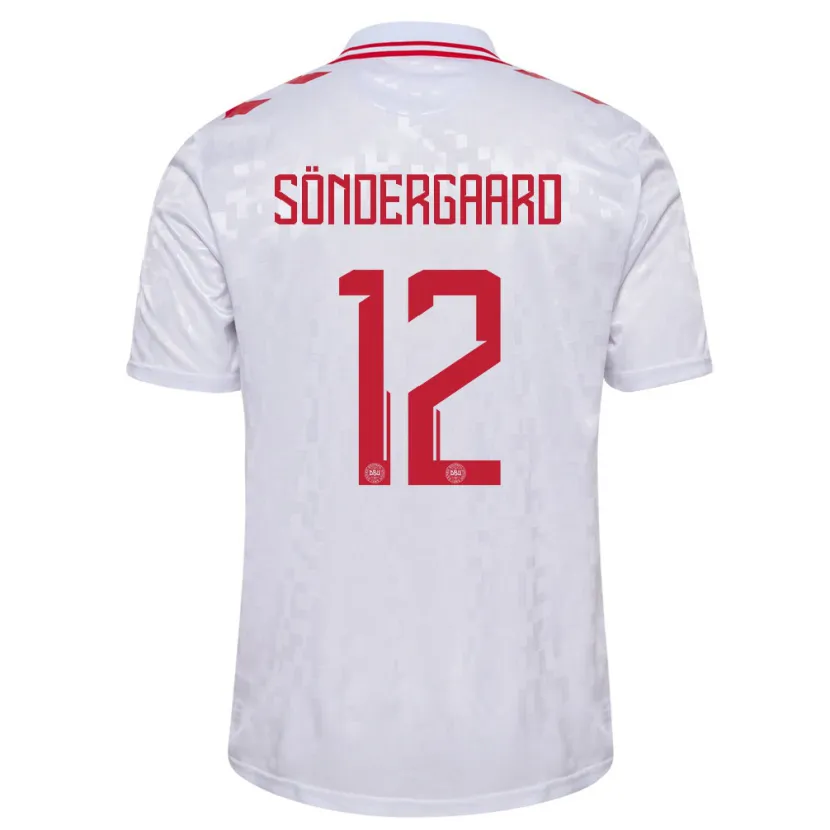 Danxen Dame Danmark Philip Söndergaard #12 Hvit Bortetrøye Drakt Trøye 24-26 Skjorter T-Skjorte