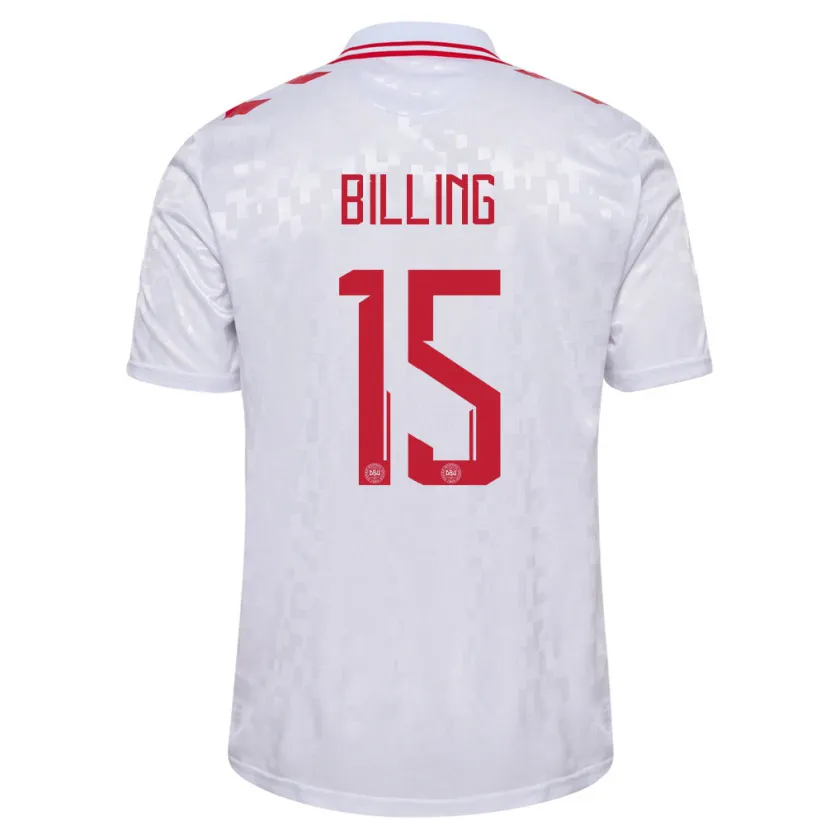 Danxen Dame Danmark Philip Billing #15 Hvit Bortetrøye Drakt Trøye 24-26 Skjorter T-Skjorte