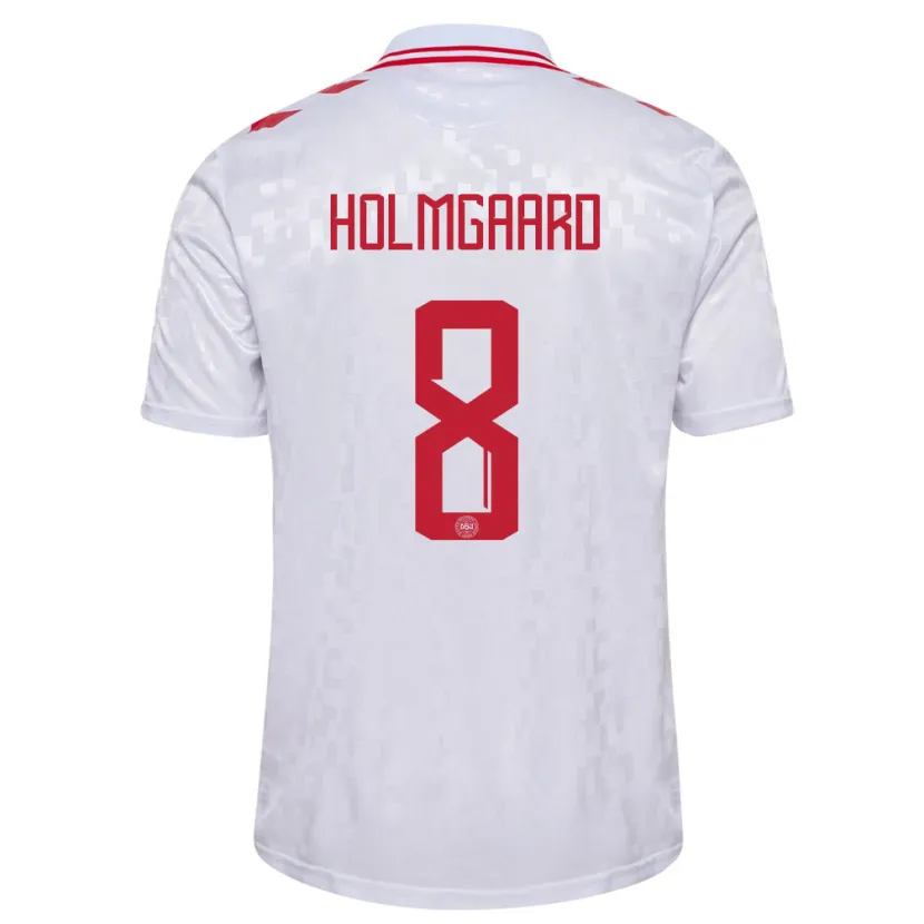 Danxen Dame Danmark Sara Holmgaard #8 Hvit Bortetrøye Drakt Trøye 24-26 Skjorter T-Skjorte