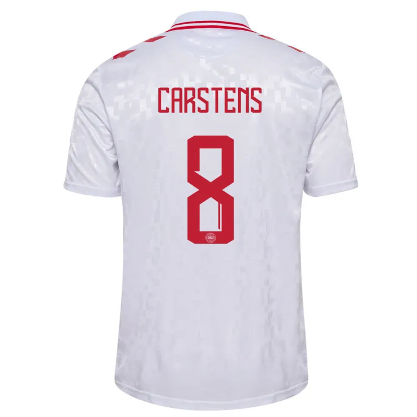 Danxen Dame Danmark Signe Carstens #8 Hvit Bortetrøye Drakt Trøye 24-26 Skjorter T-Skjorte