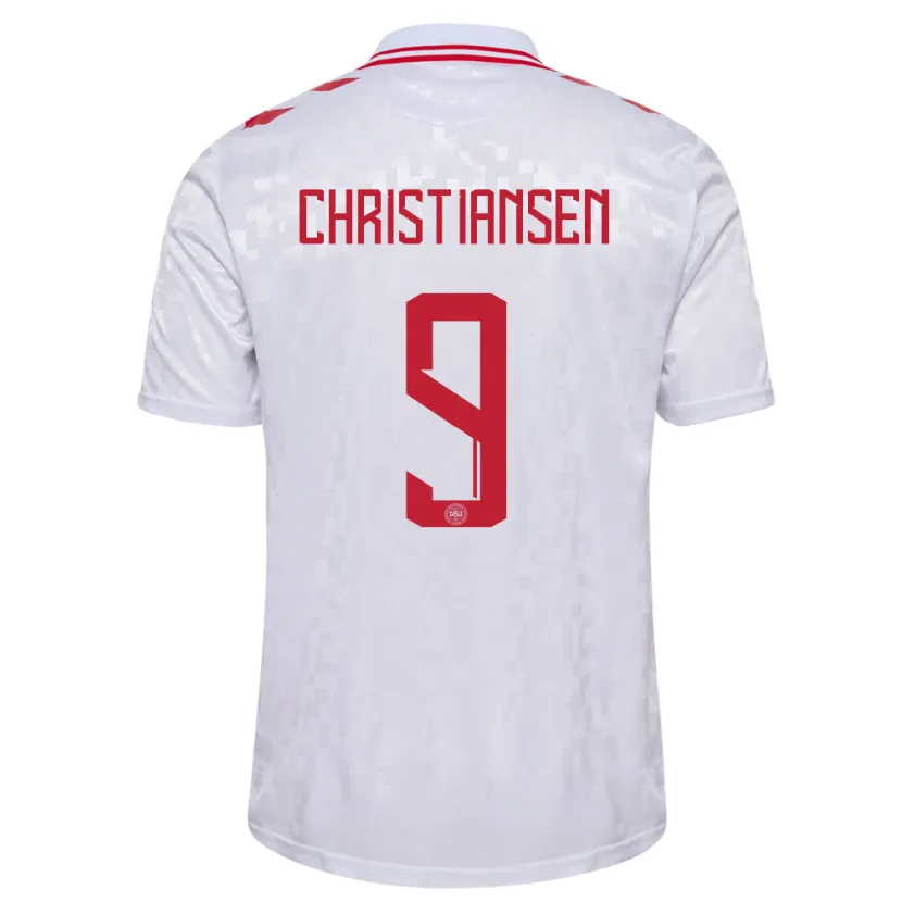 Danxen Dame Danmark Nanna Christiansen #9 Hvit Bortetrøye Drakt Trøye 24-26 Skjorter T-Skjorte