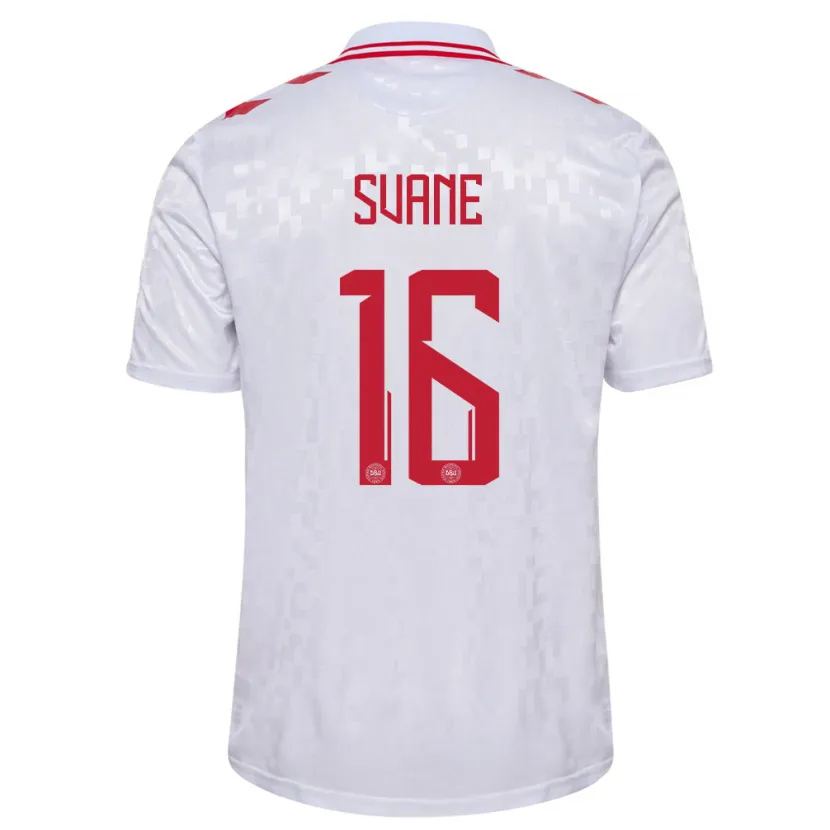 Danxen Dame Danmark Katrine Svane #16 Hvit Bortetrøye Drakt Trøye 24-26 Skjorter T-Skjorte