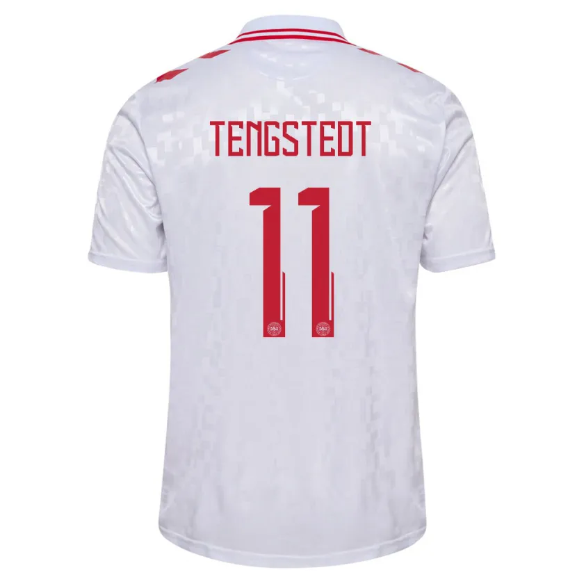 Danxen Dame Danmark Casper Tengstedt #11 Hvit Bortetrøye Drakt Trøye 24-26 Skjorter T-Skjorte