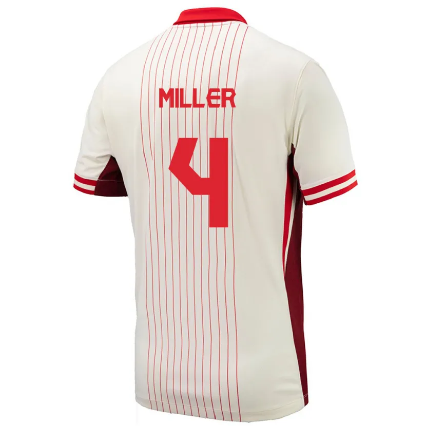 Danxen Dame Canada Kamal Miller #4 Hvit Bortetrøye Drakt Trøye 24-26 Skjorter T-Skjorte