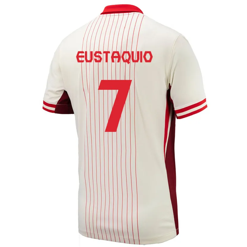 Danxen Dame Canada Stephen Eustáquio #7 Hvit Bortetrøye Drakt Trøye 24-26 Skjorter T-Skjorte