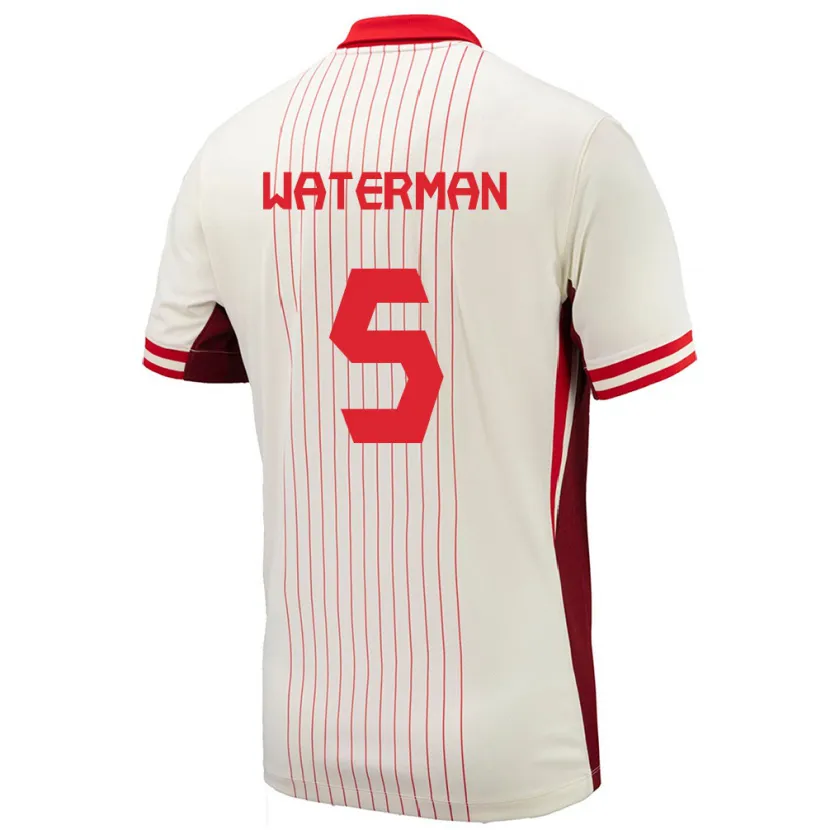 Danxen Dame Canada Joel Waterman #5 Hvit Bortetrøye Drakt Trøye 24-26 Skjorter T-Skjorte
