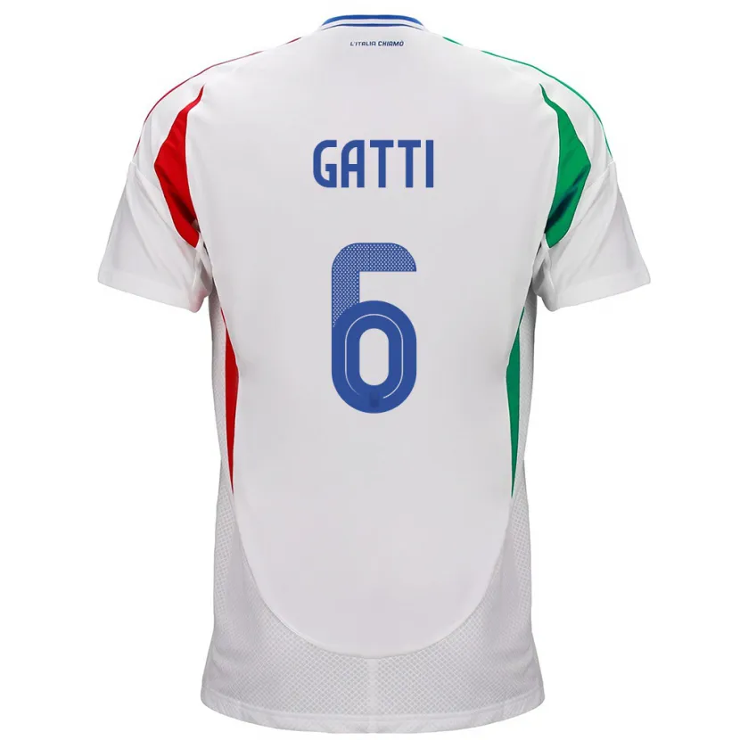 Danxen Dame Italia Federico Gatti #6 Hvit Bortetrøye Drakt Trøye 24-26 Skjorter T-Skjorte