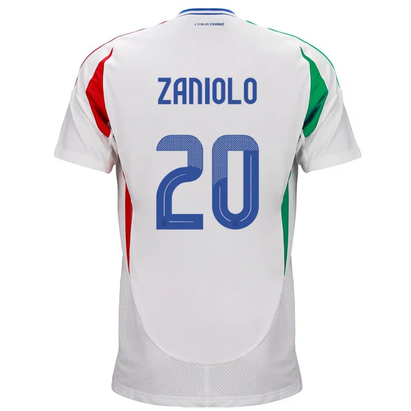 Danxen Dame Italia Nicolò Zaniolo #20 Hvit Bortetrøye Drakt Trøye 24-26 Skjorter T-Skjorte