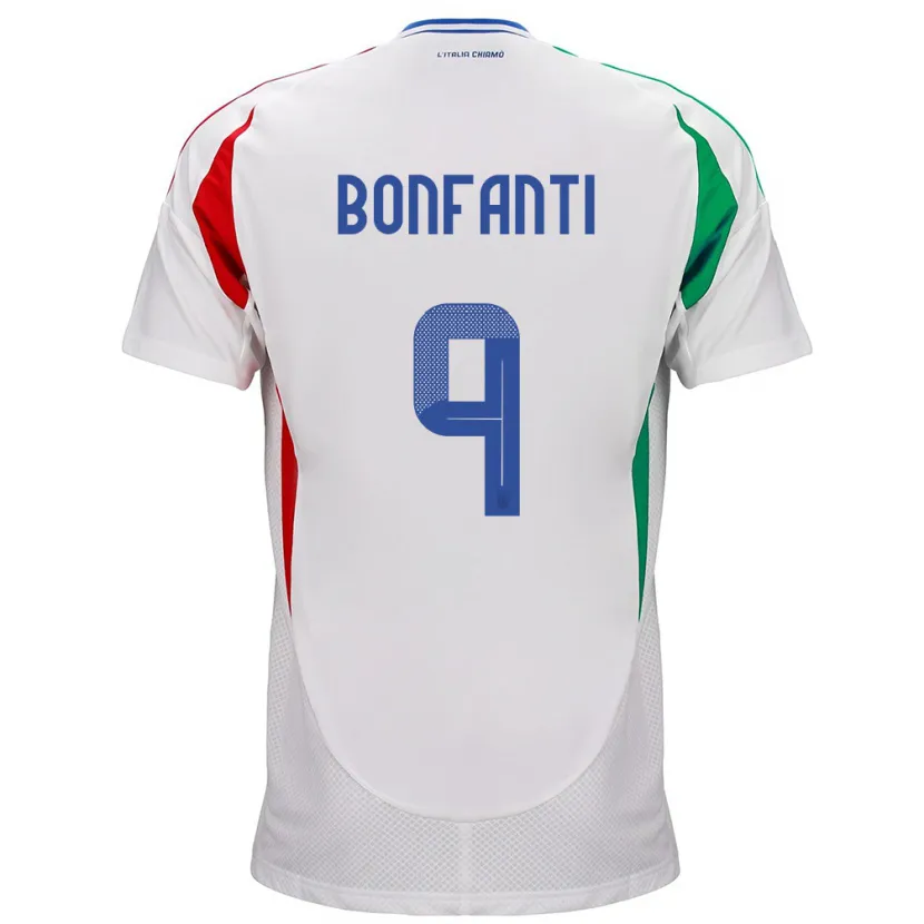 Danxen Dame Italia Nicholas Bonfanti #9 Hvit Bortetrøye Drakt Trøye 24-26 Skjorter T-Skjorte