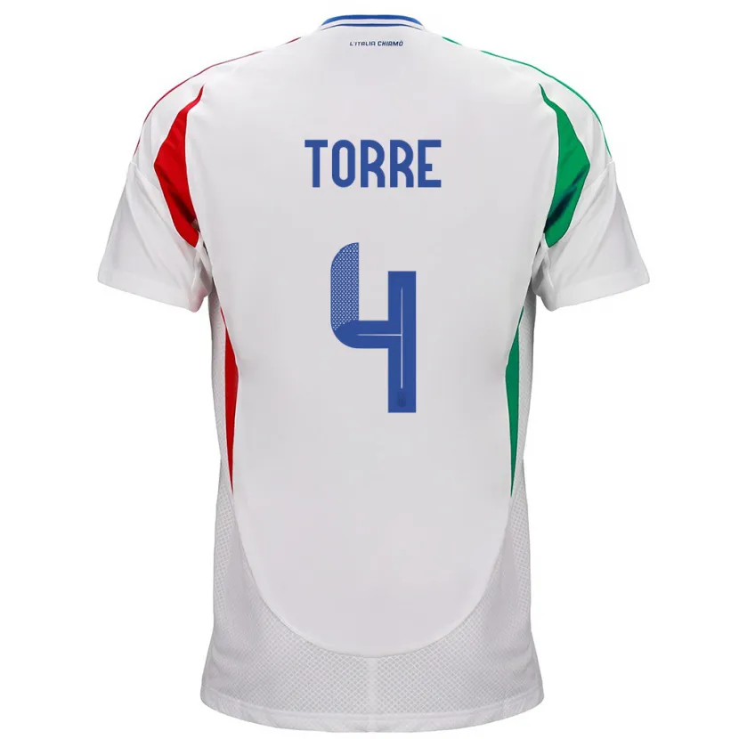 Danxen Dame Italia Pietro La Torre #4 Hvit Bortetrøye Drakt Trøye 24-26 Skjorter T-Skjorte