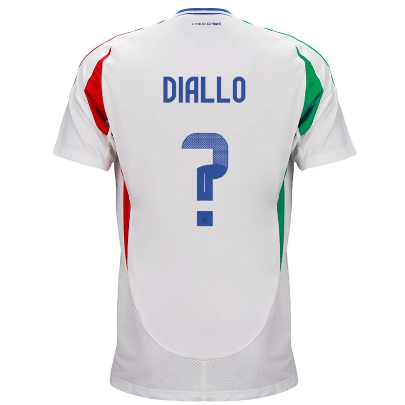 Danxen Dame Italia Djibril Diallo #0 Hvit Bortetrøye Drakt Trøye 24-26 Skjorter T-Skjorte