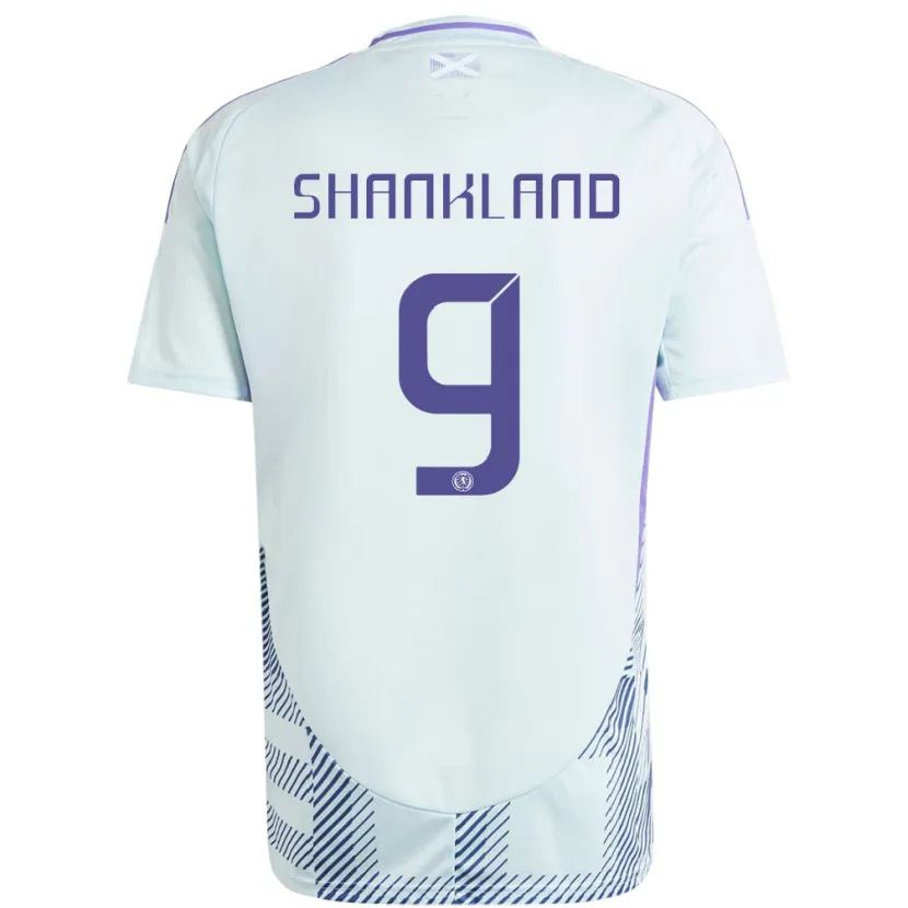 Danxen Dame Skottland Lawrence Shankland #9 Lys Mynteblå Bortetrøye Drakt Trøye 24-26 Skjorter T-Skjorte
