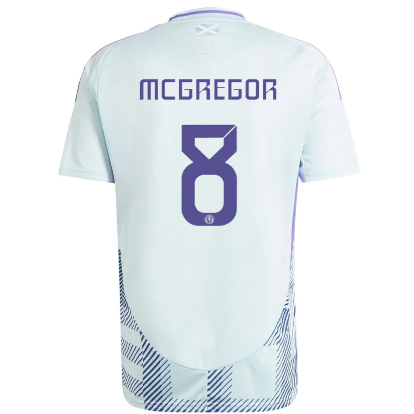 Danxen Dame Skottland Callum Mcgregor #8 Lys Mynteblå Bortetrøye Drakt Trøye 24-26 Skjorter T-Skjorte