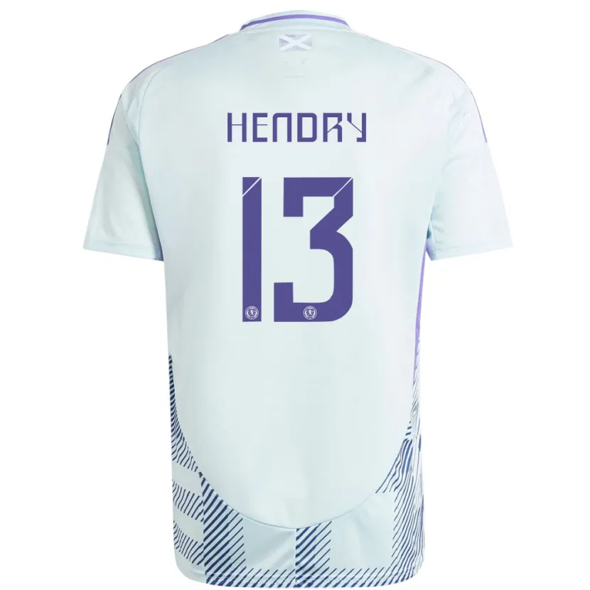 Danxen Dame Skottland Jack Hendry #13 Lys Mynteblå Bortetrøye Drakt Trøye 24-26 Skjorter T-Skjorte