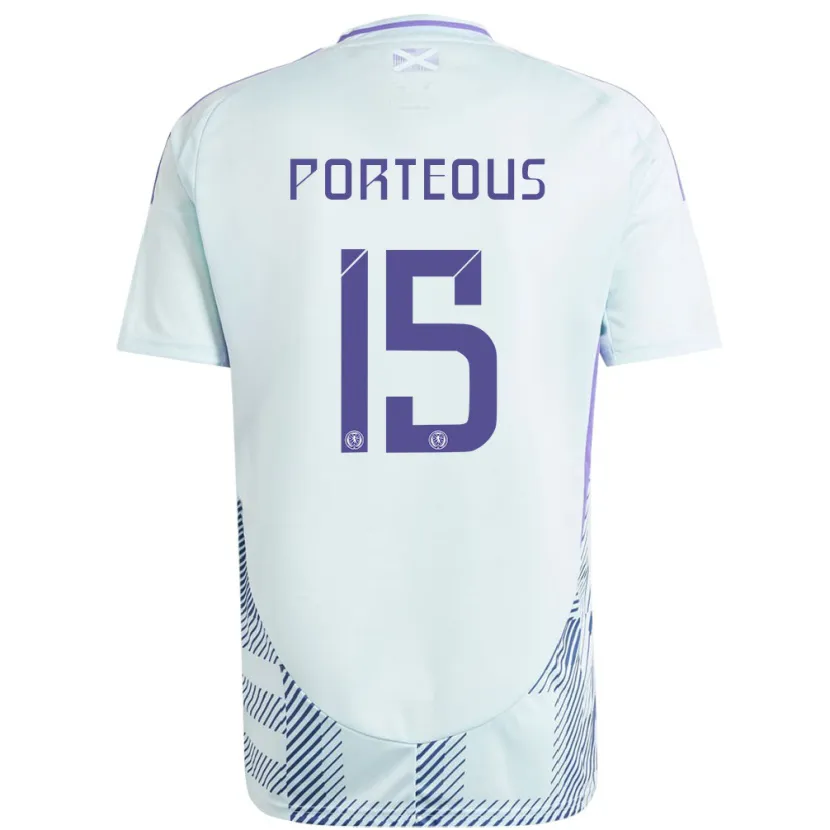 Danxen Dame Skottland Ryan Porteous #15 Lys Mynteblå Bortetrøye Drakt Trøye 24-26 Skjorter T-Skjorte
