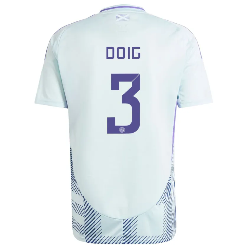 Danxen Dame Skottland Josh Doig #3 Lys Mynteblå Bortetrøye Drakt Trøye 24-26 Skjorter T-Skjorte