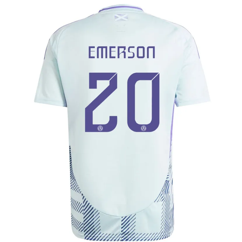 Danxen Dame Skottland Johnny Emerson #20 Lys Mynteblå Bortetrøye Drakt Trøye 24-26 Skjorter T-Skjorte