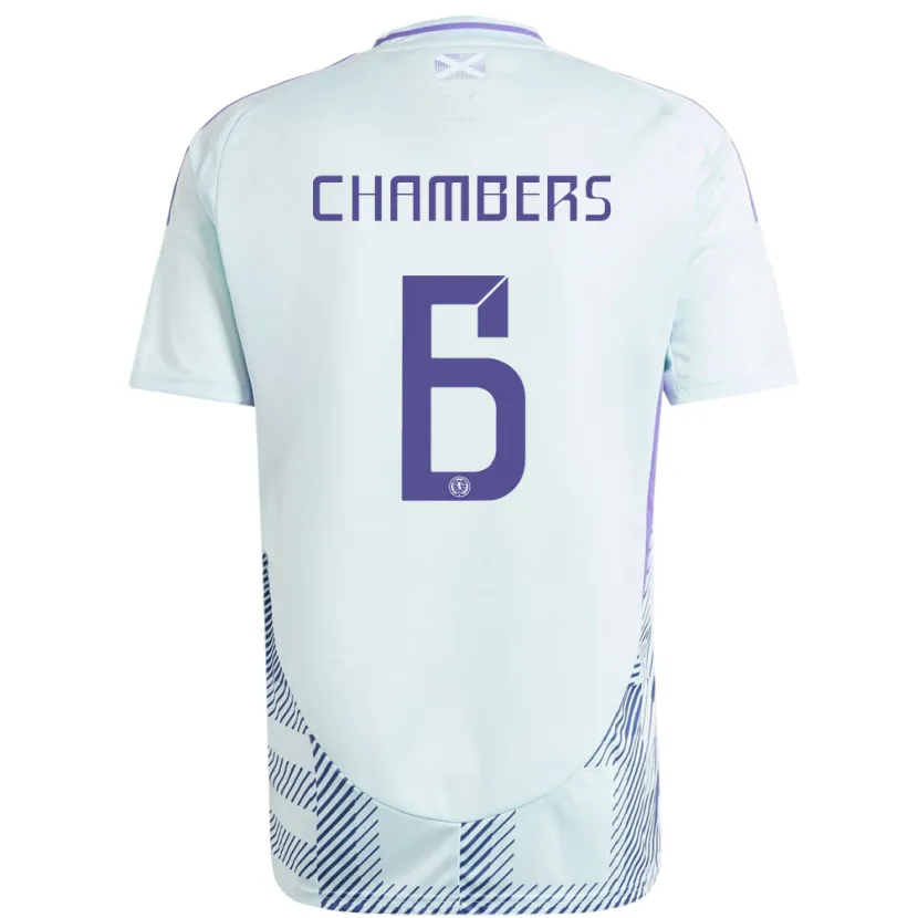 Danxen Dame Skottland Sam Chambers #6 Lys Mynteblå Bortetrøye Drakt Trøye 24-26 Skjorter T-Skjorte