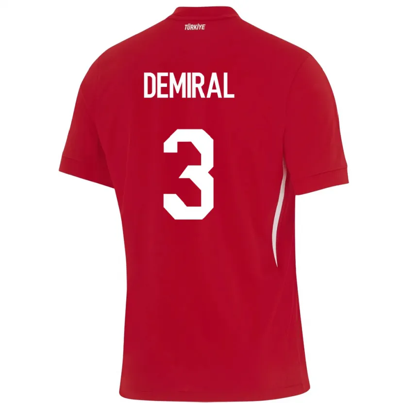 Danxen Dame Tyrkia Merih Demiral #3 Rød Bortetrøye Drakt Trøye 24-26 Skjorter T-Skjorte