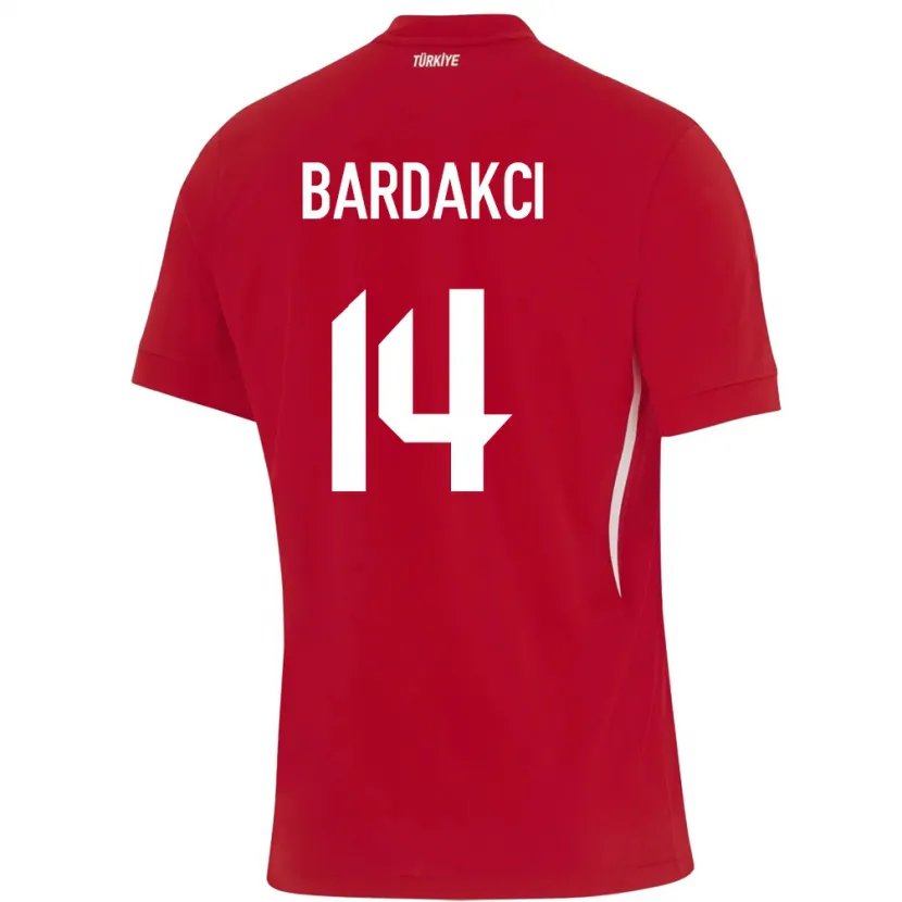 Danxen Dame Tyrkia Abdülkerim Bardakcı #14 Rød Bortetrøye Drakt Trøye 24-26 Skjorter T-Skjorte